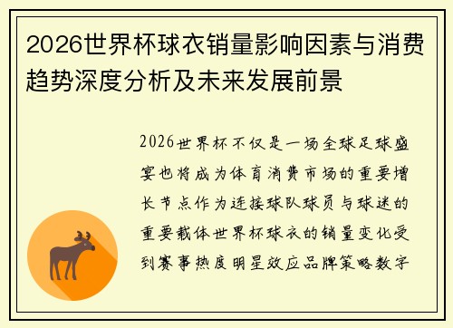 2026世界杯球衣销量影响因素与消费趋势深度分析及未来发展前景